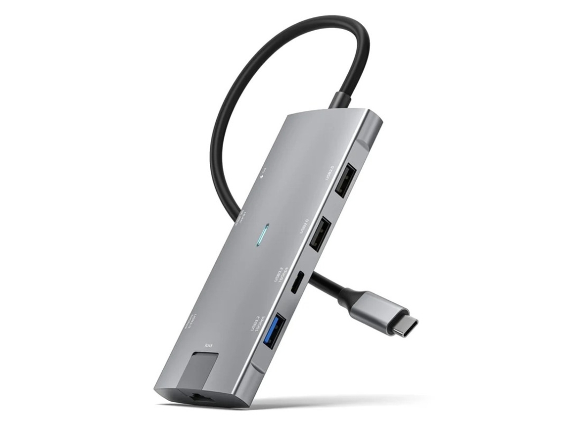 Estación de acoplamiento USB C Puerto de datos de 10 Gbps Hub USB C de 10 Gbps 8 en 1 con HDMI 4K 60 Hz Gigabit Ethernet Pd 100 W Yizhood