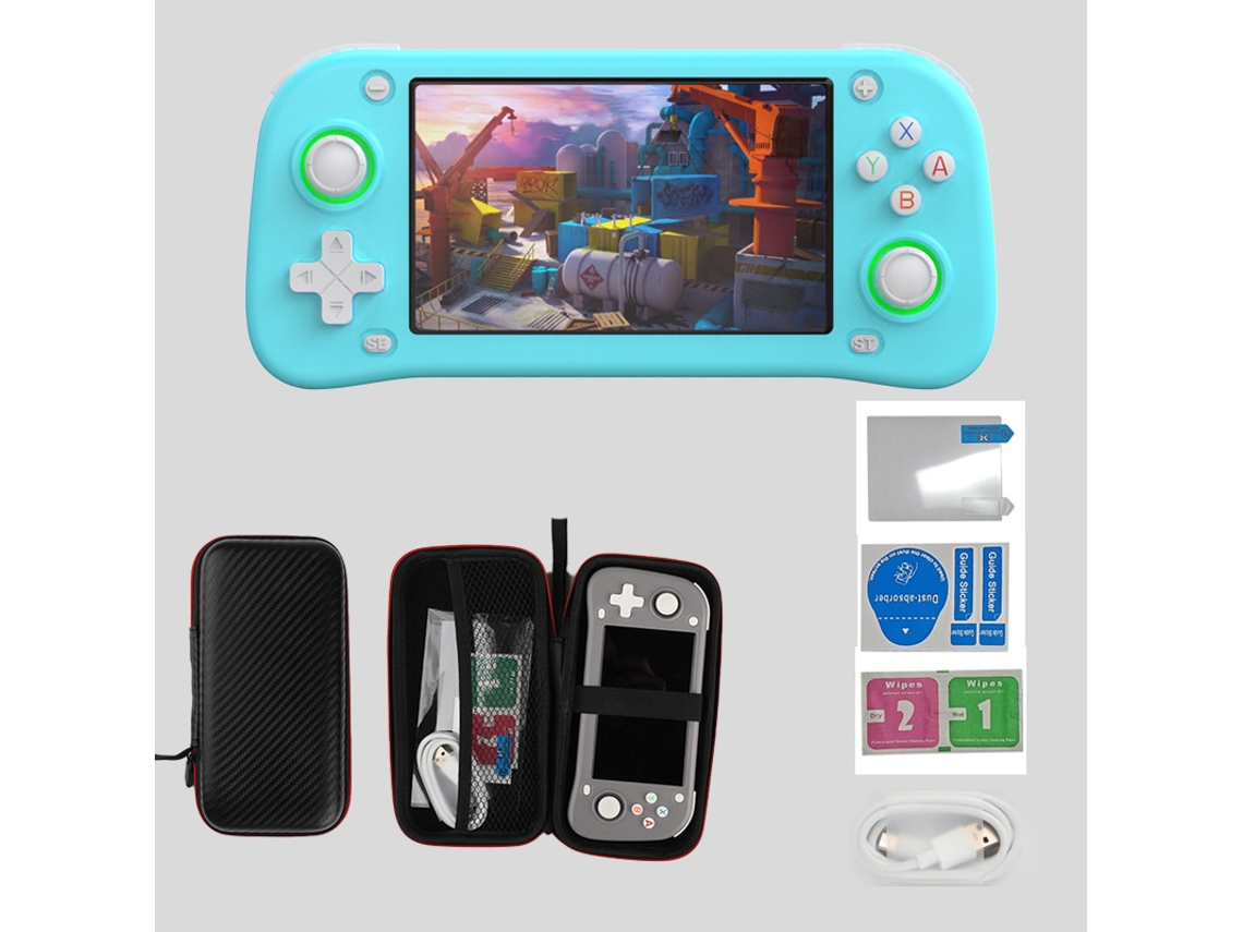 Consola portátil XF43 con pantalla de 4,3", emulador Arcade/PS1, salida para disco duro PSP, 30 emuladores, 18 000 juegos, 64 GB, azul, Sfushos