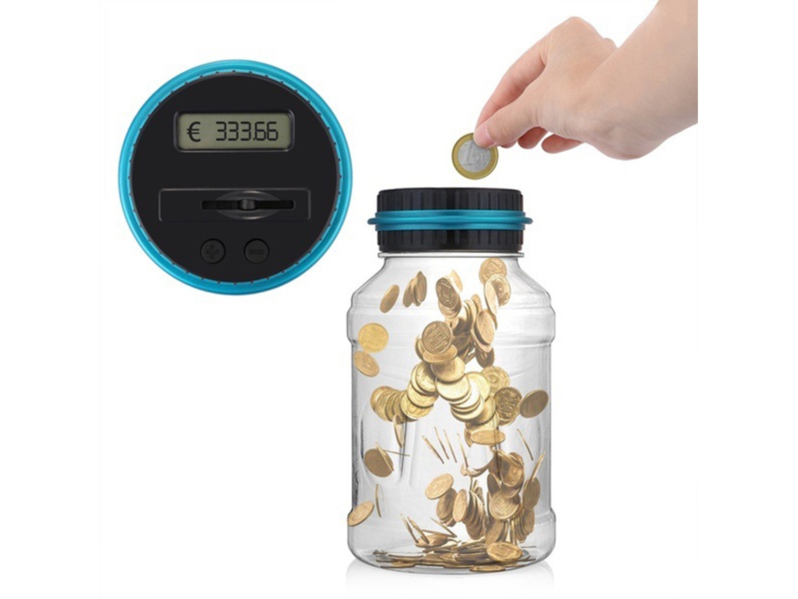 Alcancía digital con función de brillo en la oscuridad, contador automático de monedas que cuenta todas las monedas estadounidenses, material ecológico.