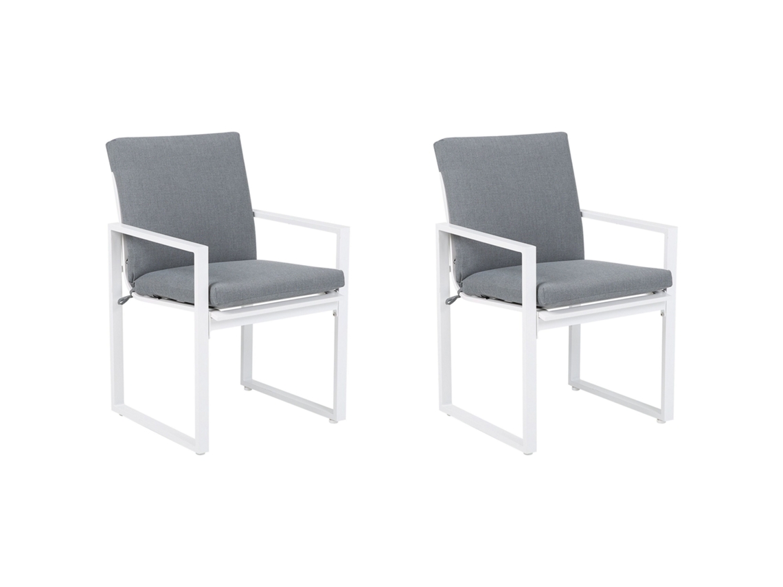 Conjunto De Cadeira De Jardim Resistente E Confortável Beliani Pancole De Tecido Cinzento 54x51x89