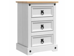 Mesita de noche blanca con cajón, 45 x 35 x 64 cm, MAISON EXCLUSIVE