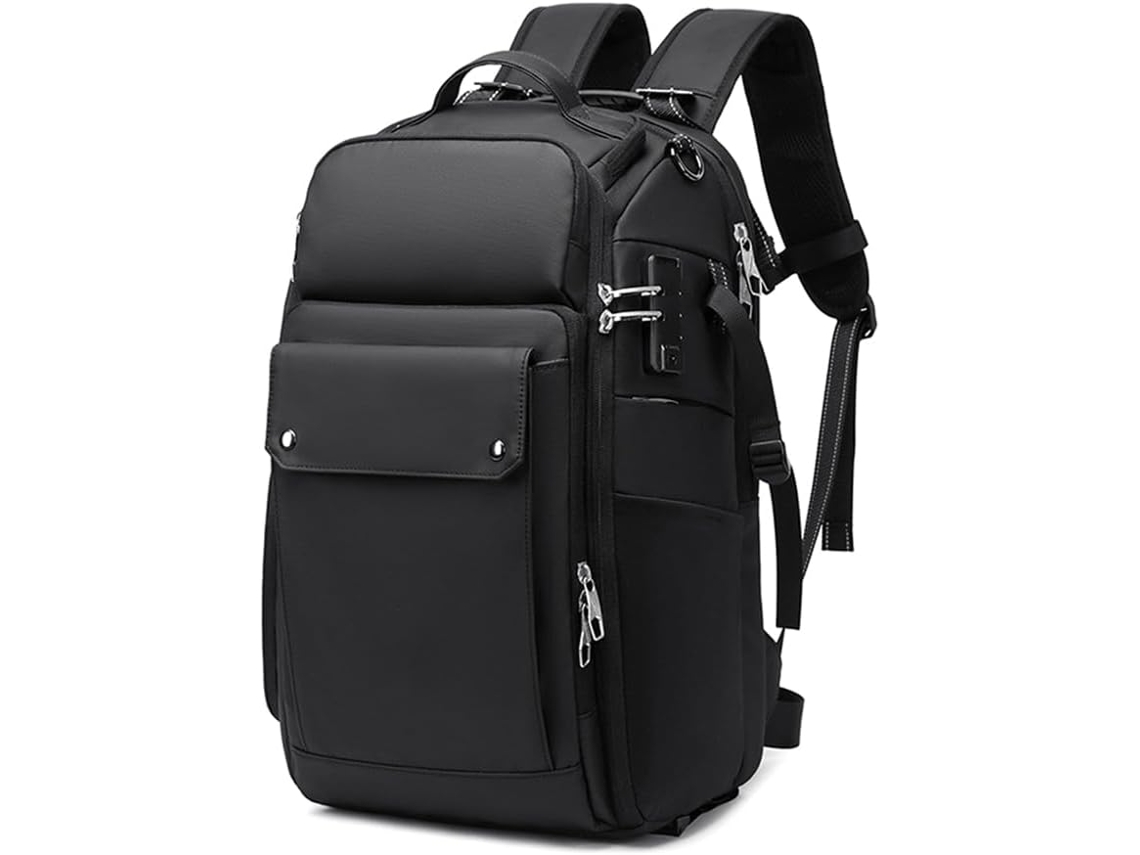 Mochila Grande Impermeable Con Elegante Cámara Réflex Digital Profesional, Ordenador Y Candado De Combinación.