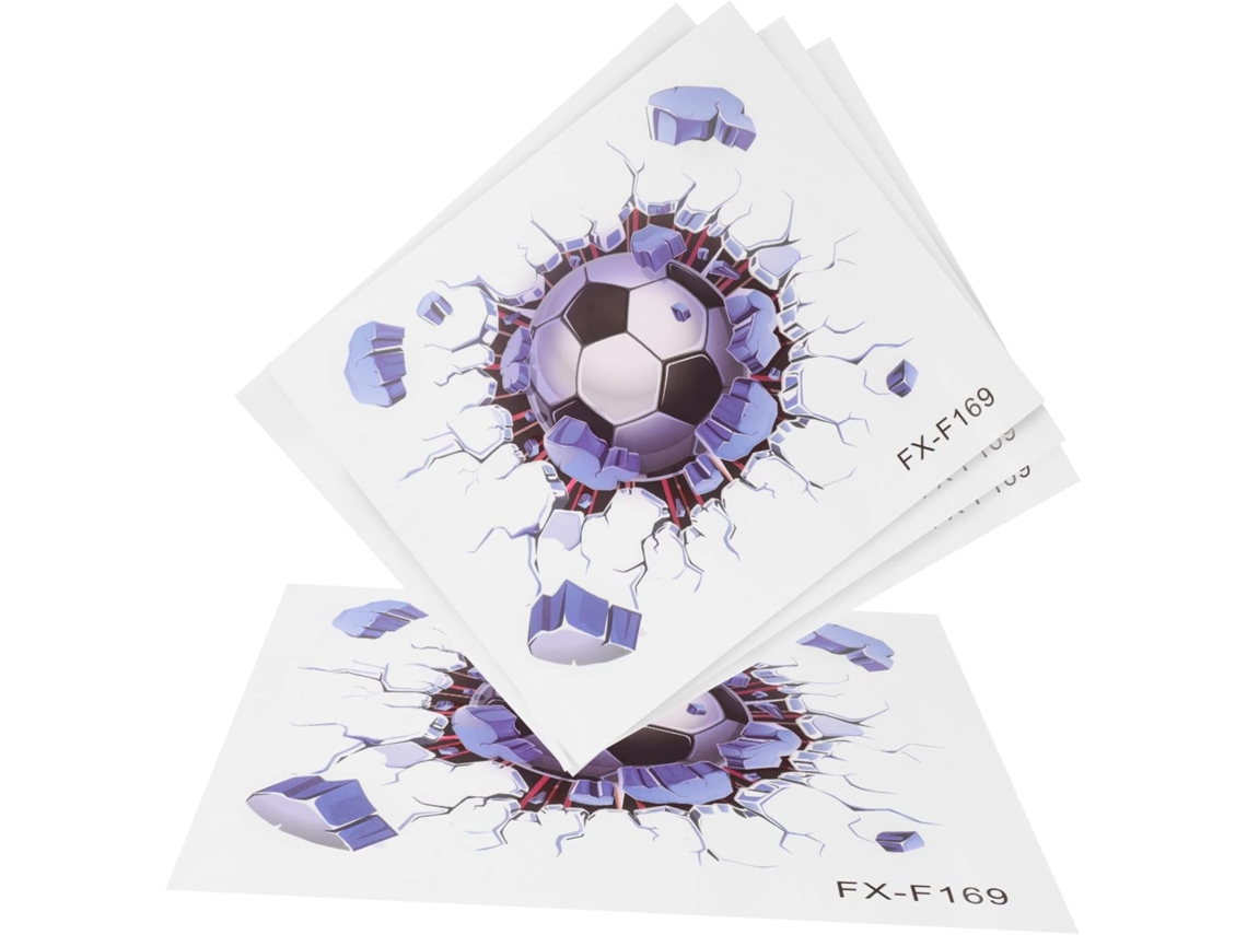 Juego 5 Pegatinas Decorativas Pared 3d Fútbol Pvc 20x23 Decorar Habitación Gimnasio Fácil Aplicar Residuos Cm