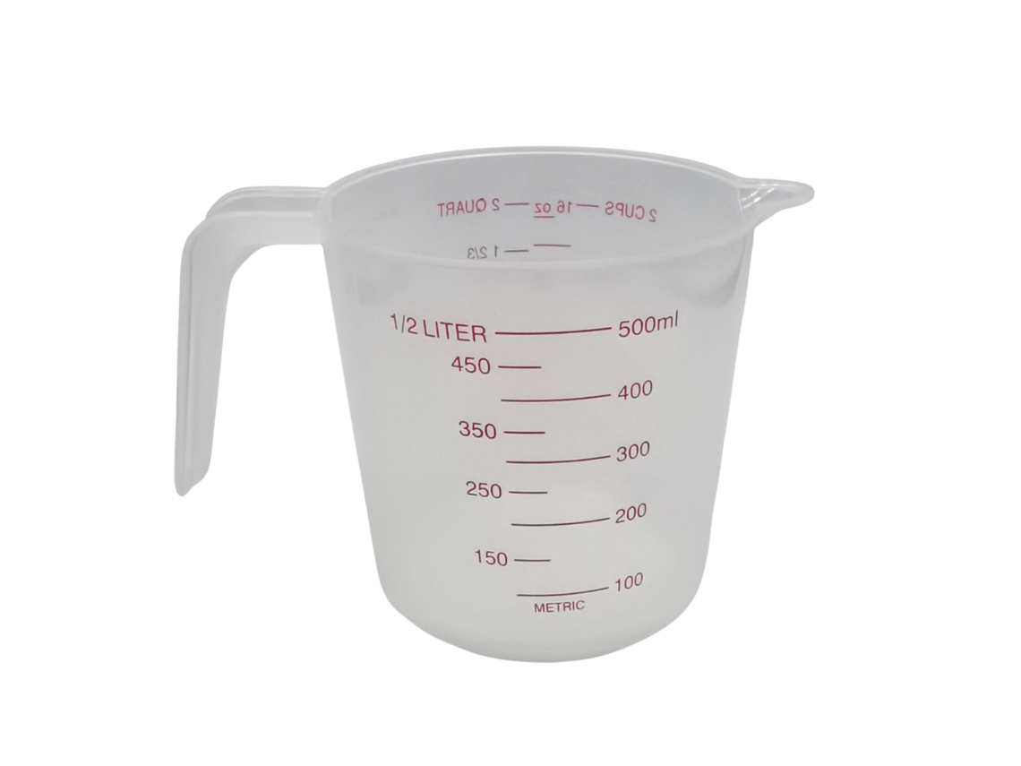 Juego de vasos graduados de plástico de 250 ml y 500 ml para cocina, ideales para cocinar, horno, mezclar y medir.