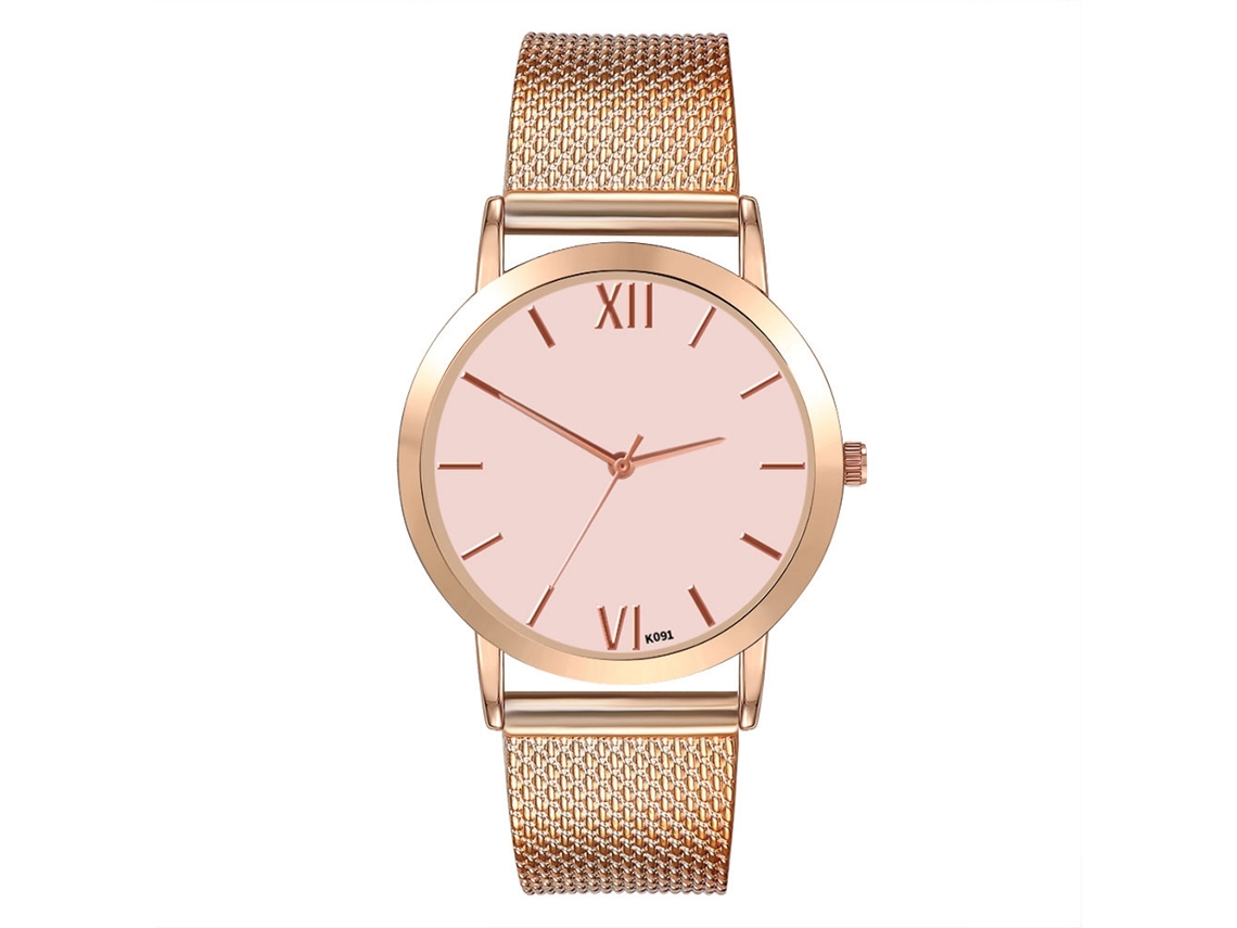 Reloj De Pareja Unisex Ultra Delgado Zhoulianfa Oro Rosa Cuadro Redondo Números Romanos