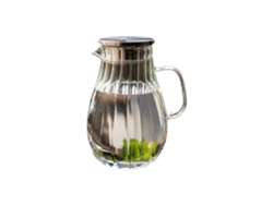 Jarra de cristal con tapa, de gran capacidad (1700 ml), ideal para té helado y bebidas frías y calientes.