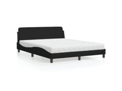 Cama Con Colchón De Tela Negro 160x200 Cm