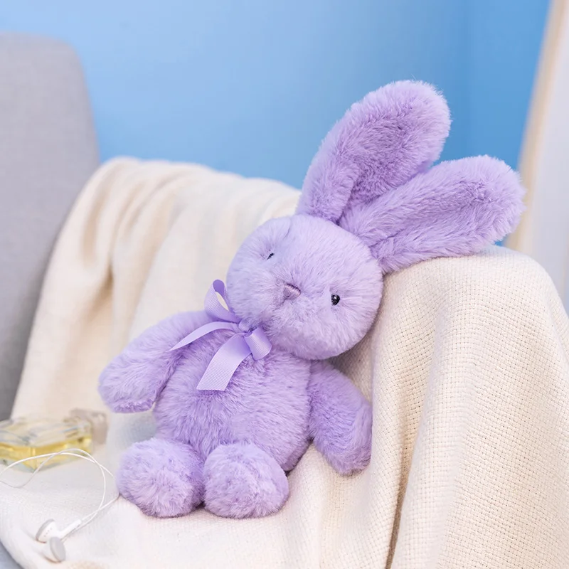 (morado, 25 Cm De Largo) Lindo Muñeco De Peluche De Conejo Con Un Lazo.