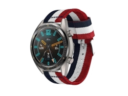 Correa de nailon de 22 mm con un solo anillo para Huawei Watch GT2e GT2 de 46 mm (rojo, blanco, azul)