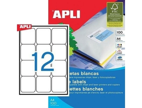 Etiquetas Para Impresora APLI 100 Hojas 63,5 X 72 Mm
