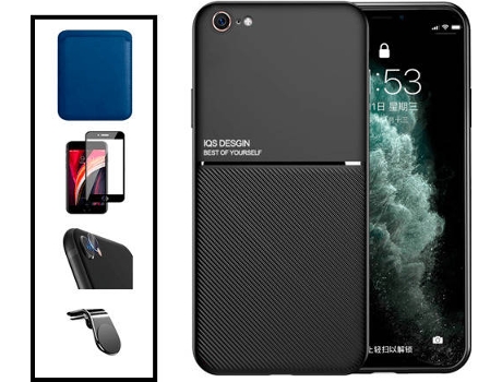 Kit Carcasa Magnética Anti Choque + Cartera + Protector de Pantalla iPhone SE 2022 G4M Negro