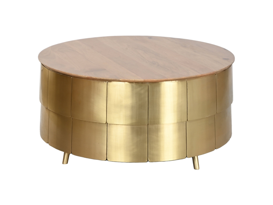 Mesa Centro Mango Laton Dorado 90x90x45cm