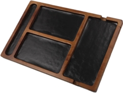 Bandeja Organizadora De Madera Natural Con Compartimentos Para Joyas, Llaves Y Gafas.