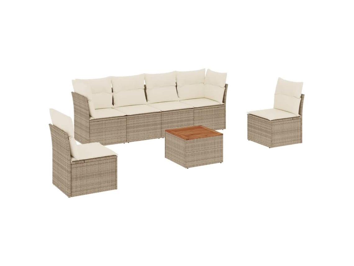 Conjunto de 7 sofás de jardín con cojines de mimbre beige MAISON EXCLUSIVE (7 piezas)