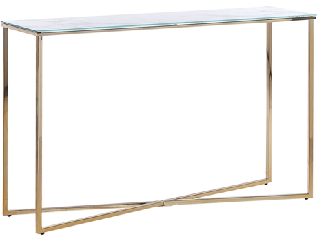 Consola de vidrio templado blanco/dorado 120 x 35 cm ROYSE