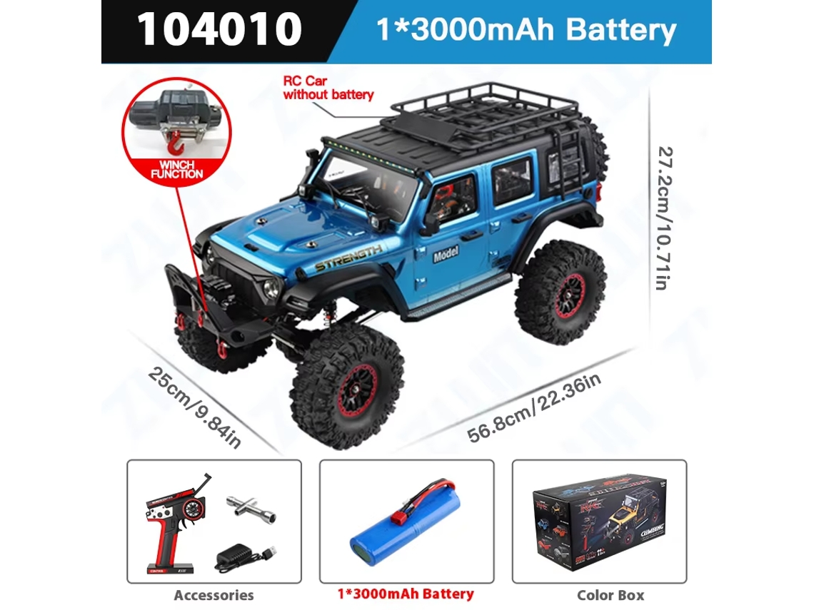 Coche RC 1/10 Profesional 4x4 Todoterreno 2.4G con Luz, Escalada Eléctrica Grande Aeuzwr