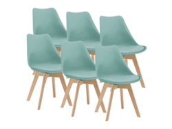 Juego de 6 sillas de comedor Fläten [EN.CASA] estilo escandinavo 82x49x54cm cuero sintético - Verde menta