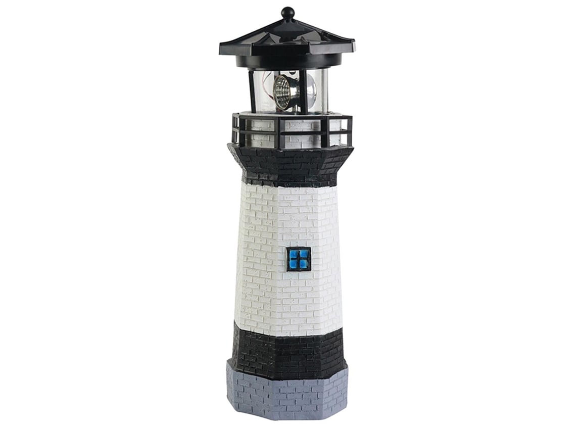 Bj-faro Solar Ecológico Com Luz Giratória Para Decoração De Jardim, Econômico Em Energia, Preto