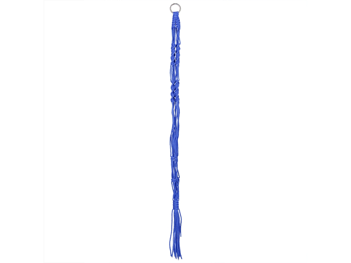 Macetero colgante de macramé tejido a mano, versátil para decoración del hogar de estilo bohemio, con cuerda de cáñamo resistente y base.