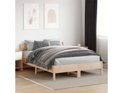 Estructura De Cama Sin Colchón Madera De Pino Blanca 140x200 Cm