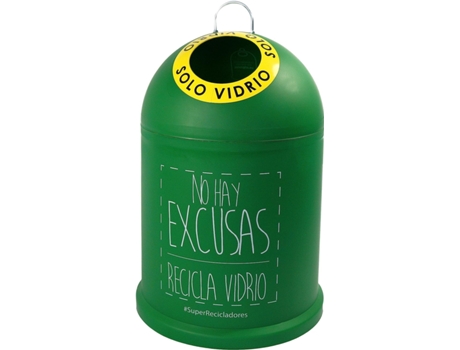 Cubo de Basura TIENDA EURASIA para Reciclaje de Vidrio, 29x29x4 5cm, NO HAY EXCUSAS