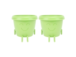 2 Macetas Adorables Para Suculentas Con Carita Sonriente, Orificios De Drenaje De Plástico, Para Jardín.
