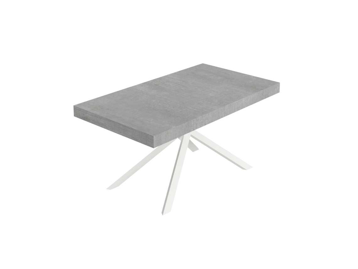 Mesa extensible Niket 160/420x90 cm, patas de hormigón blanco, Itamoby