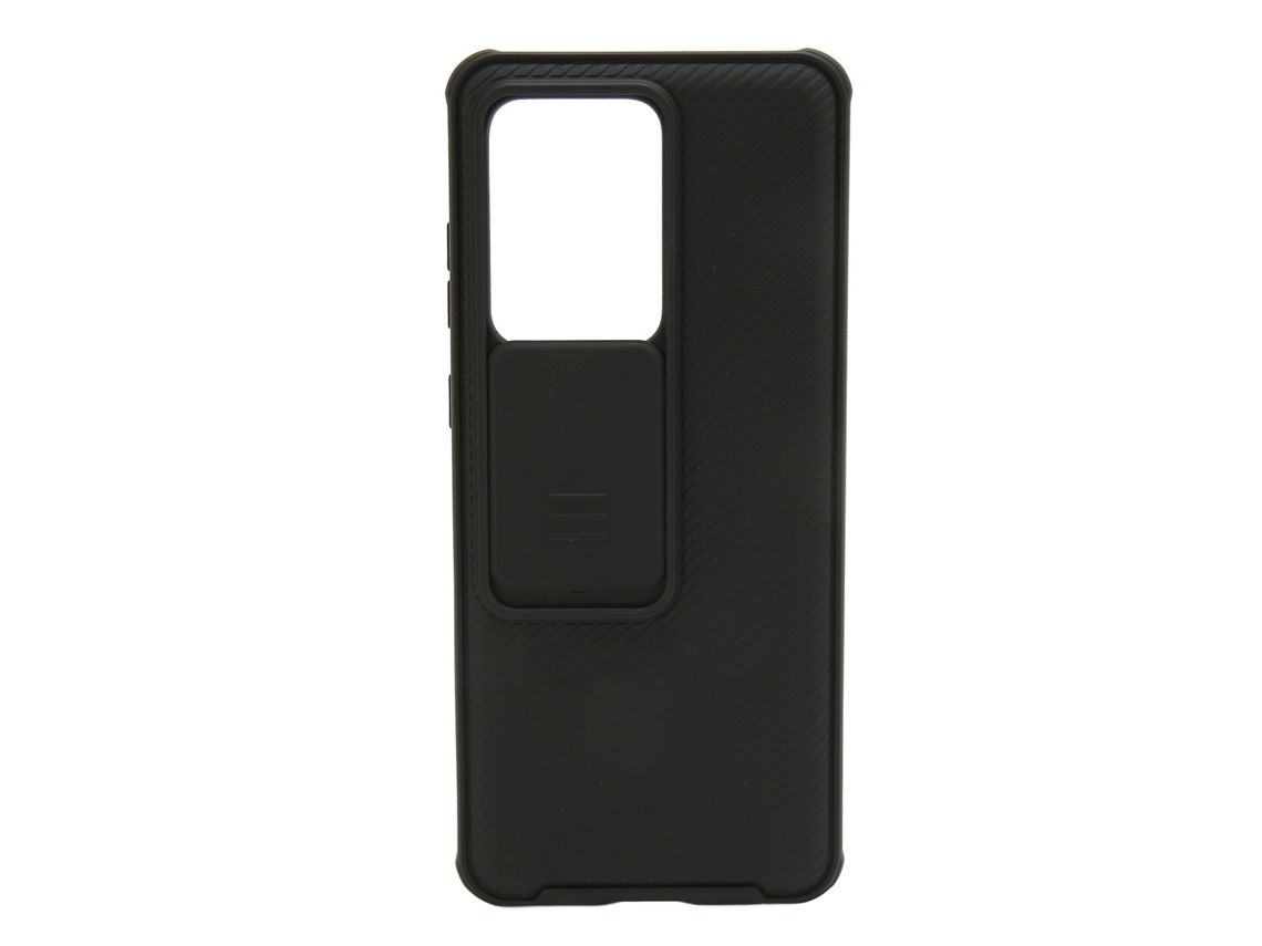 Capa Protetora Para S20 Ultra Preta Com Proteção De Câmera Deslizante Pu Tpu Anti-queda