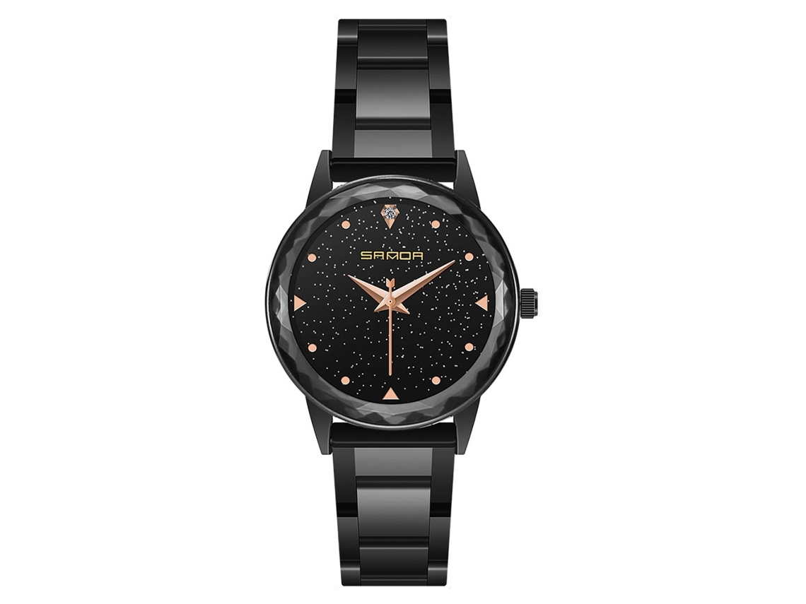 Reloj Casual Para Mujer Con Brazalete De Acero, Movimiento De Cuarzo Y Esfera Analógica Negra.