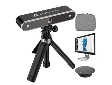 REVOPOINT Scanner 3D POP 2 Escáner 3D para impresión 3D 10 FPS, precisión de 0,05 mm, con batería externa de 5000 mAh, trípode de mano y plato gira...