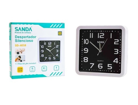 Reloj de pared/sobremesa con forma cuadrada Sd-4058 Blanco SANDA