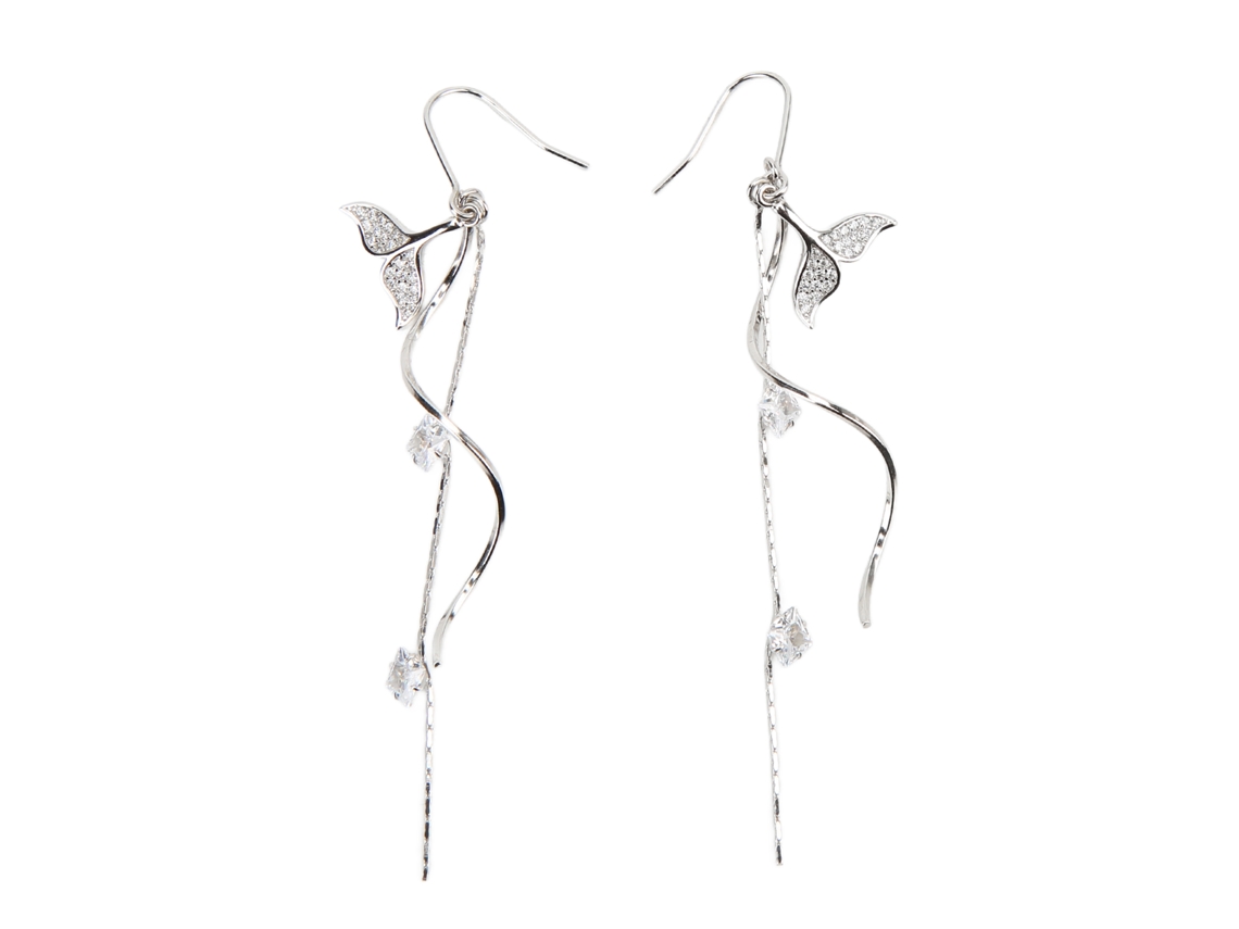 Pendientes De Plata De Ley 925 Con Colgante De Diamantes De Imitación, Diseño Elegante Para Mujer.