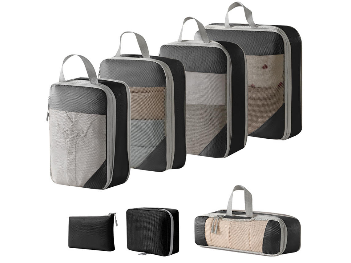 Conjunto De Bolsas Organizadoras Para Malas, Com Bolsa Digital E Nécessaire, Pacote Com 7 Chrui (preto)