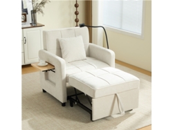 Sofá Cama 2 En 1 / Mesa Individual / Bolsillo Beige