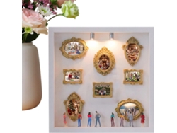 Marcos Fotos Museo Decoración Recuerdo Silueta 2 Luces 8 Figuritas Pared Estar Dormitorio Pasillo Hogar Caja