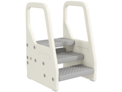 Taburete infantil ajustable de 3 a 2 escalones, con asa, antideslizante, para diferentes partes, de plástico, gris.