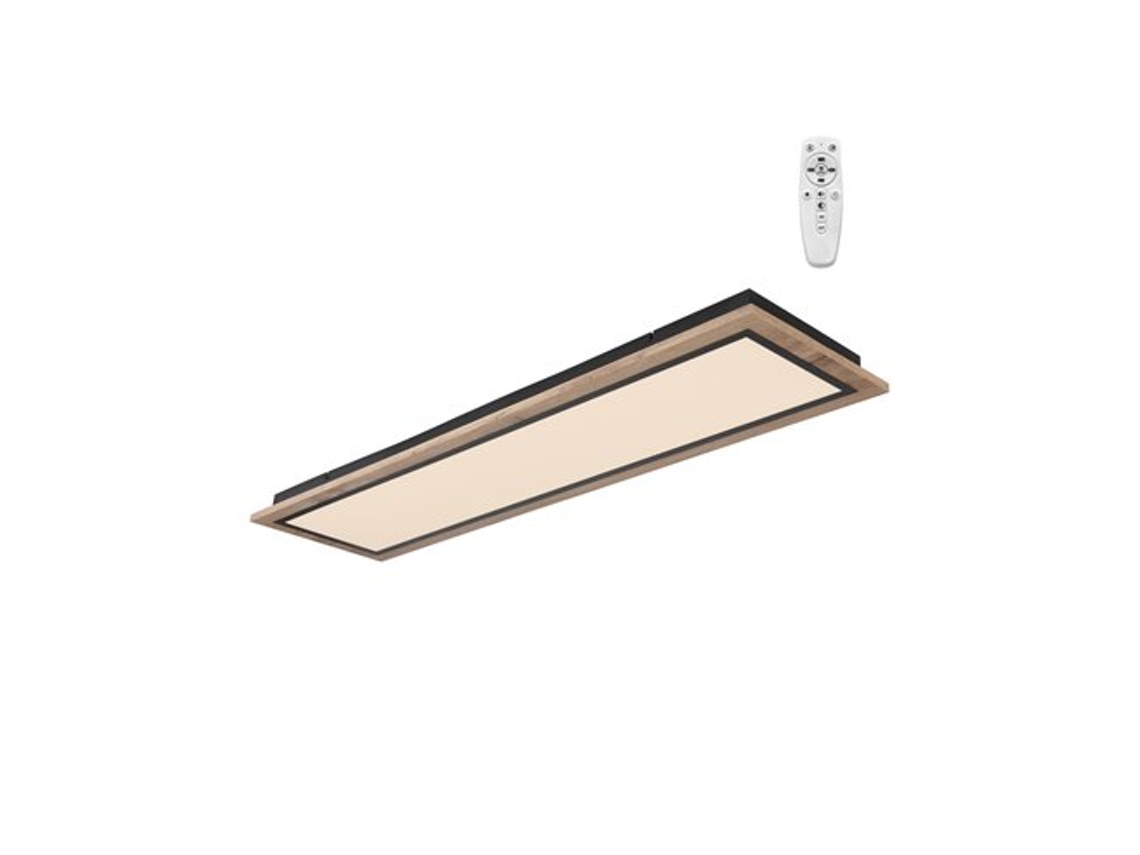 Plafón Rectangular Led Regulación Smart Hasbi (54w 3cct 5900lm) – Madera/negro