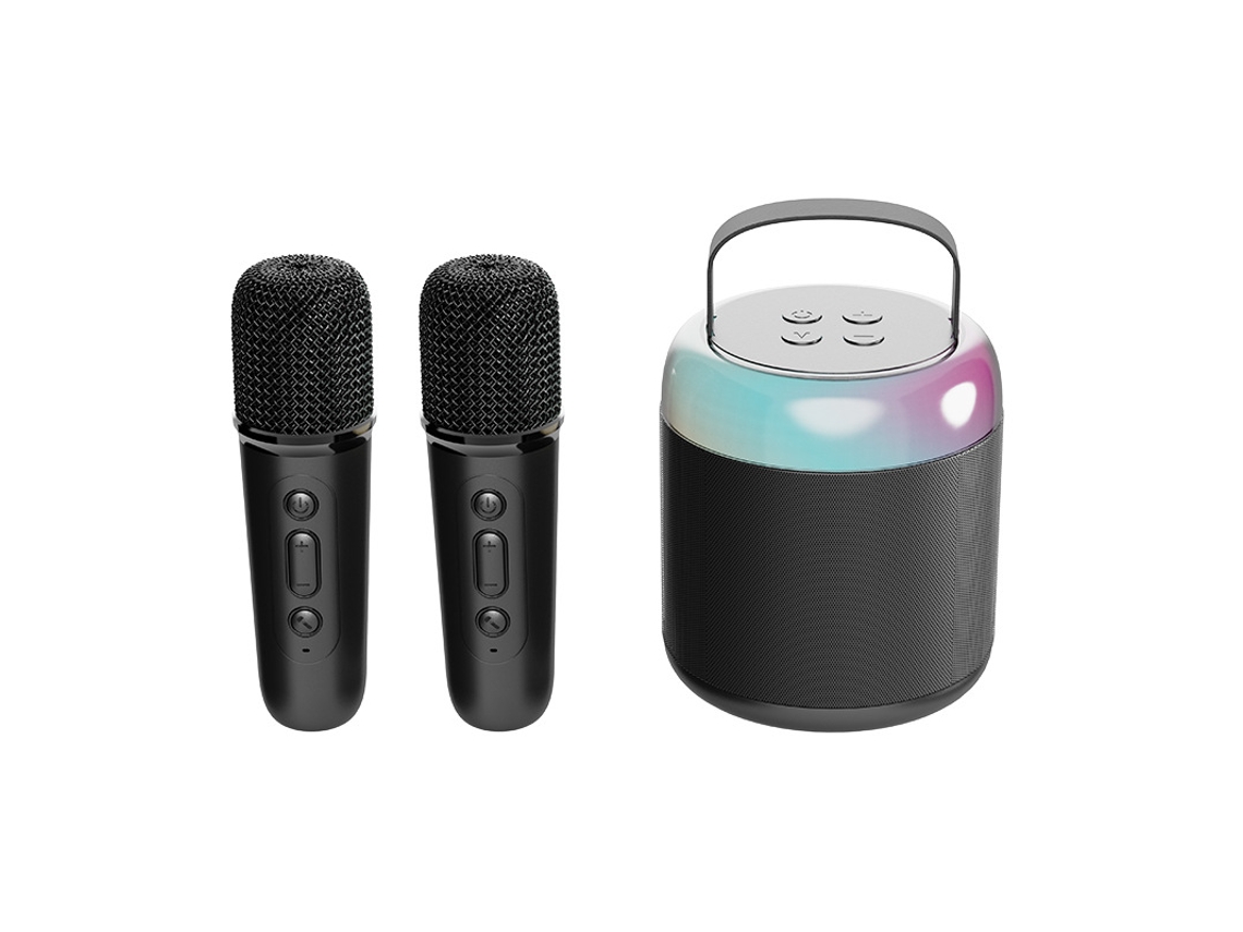 Máquina De Karaoke Profesional Para Niños Con 2 Micrófonos Inalámbricos Y Luz Led Para Niños De 3 A 12 Años Negro Siurn