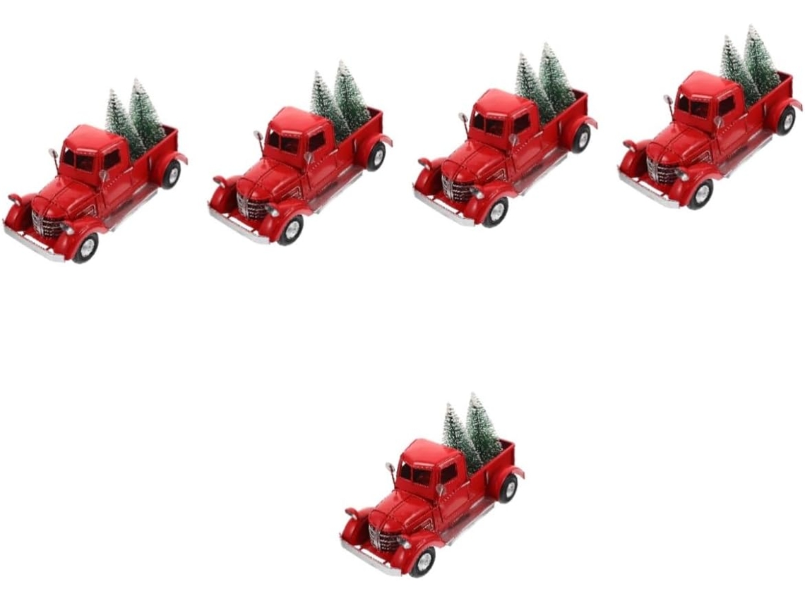 5 Piezas De Decoración Retro Con Lazo Para Camión Rojo, Coches Pequeños, Armario Navideño, Control Remoto