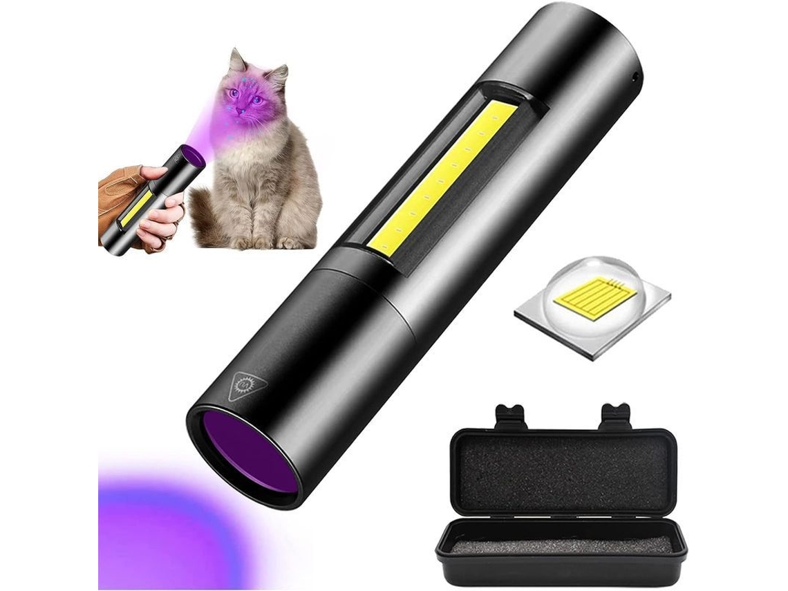 Detector de orina y tiña para mascotas, linterna UV recargable con luz blanca, auxiliar para el cuidado de perros y gatos | Sin marca