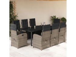 Conjunto de comedor de jardín DKD Home Decor de 9 piezas con cojines, ratán gris