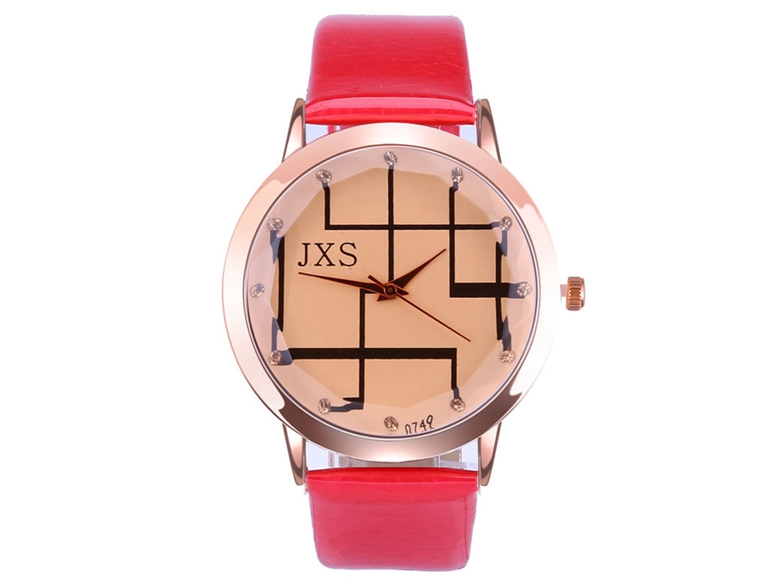 Reloj De Pareja Zhoulianfa, Correa De Piel Sintética, Esfera Redonda, Cuarzo, Unisex, Rojo.