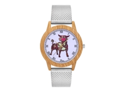 Reloj De Cuarzo Unisex Con Patrón Animal Y Escala Romana, Correa De Malla (plateado)