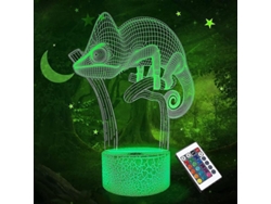 Lámpara De Noche Led Decorativa Con Proyección De Camaleón 3d Para Niños Con Control Remoto.
