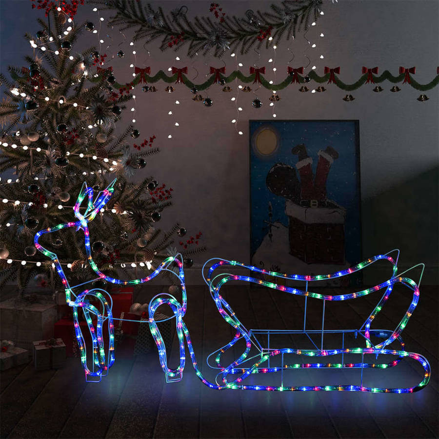 Renos de Navidad VIDAXL 252 luces LED (Acero - Multicolor - 24x48.5x35cm)