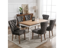 Juego de 6 sillas de terciopelo con patas de madera maciza, estilo gris