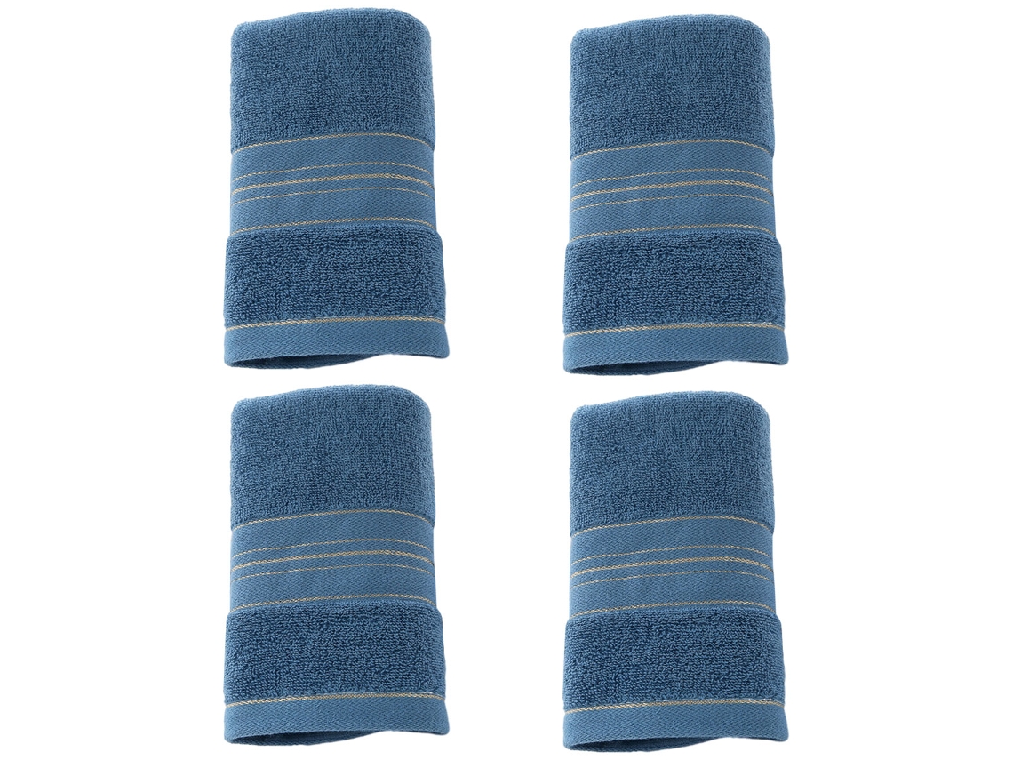 Conjunto de Toallas de Manos NEVEANCE Secamanos Tiras Absorbente Algodón Azul - 4pcs (35x75cm)