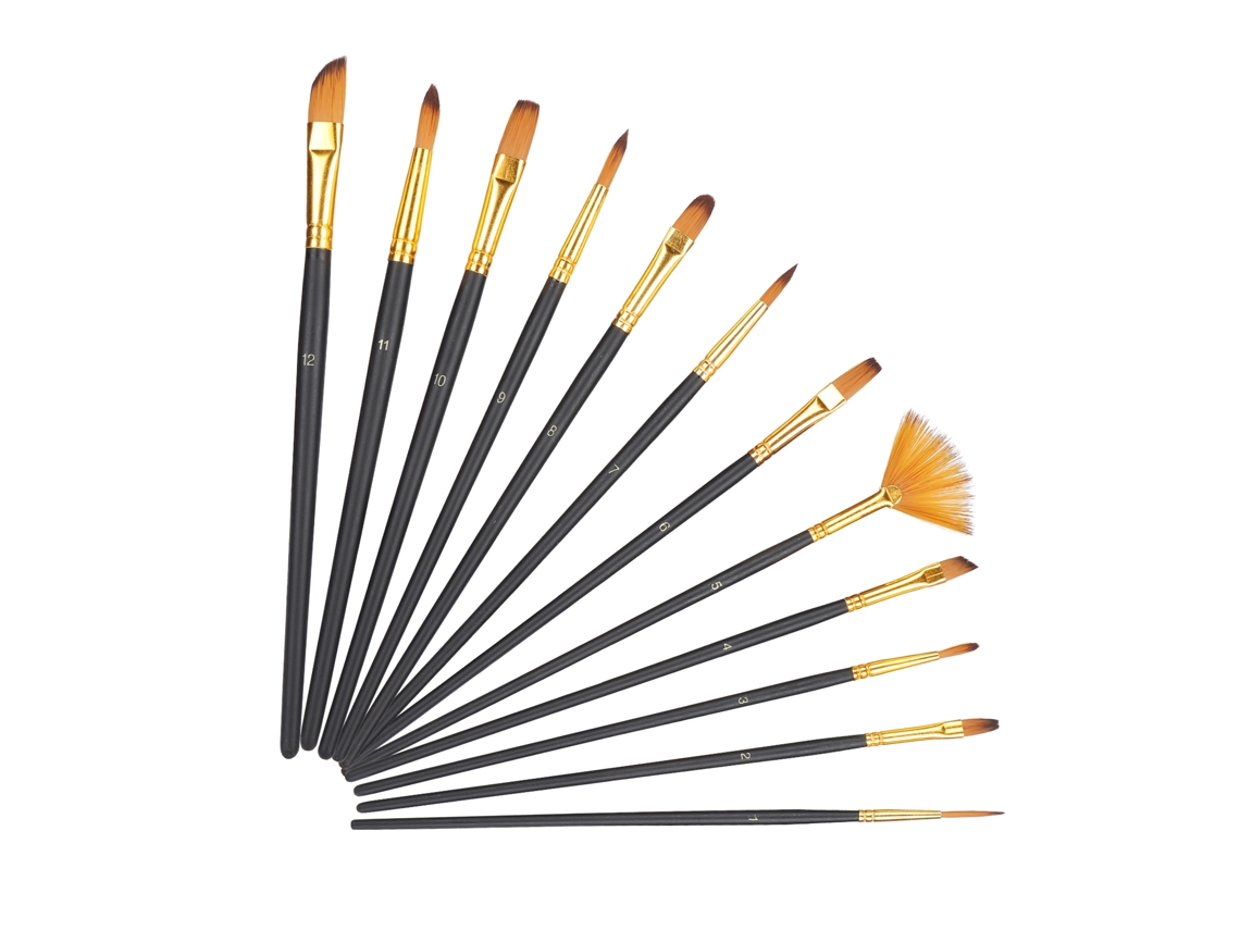 Juego Profesional De 12 Pinceles De Nailon Para Artistas, Ideales Para Acuarela Y Pintura Al Óleo.