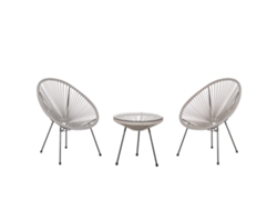 Conjunto de balcón BELIANI Acapulco ii de Ratán sintético Gris 70x90x87