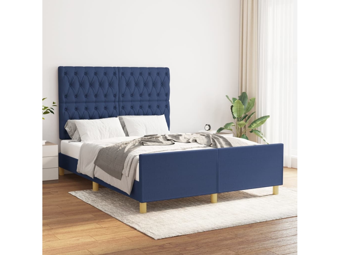 Cama Sin Colchón Tela Azul 140x190 Cm